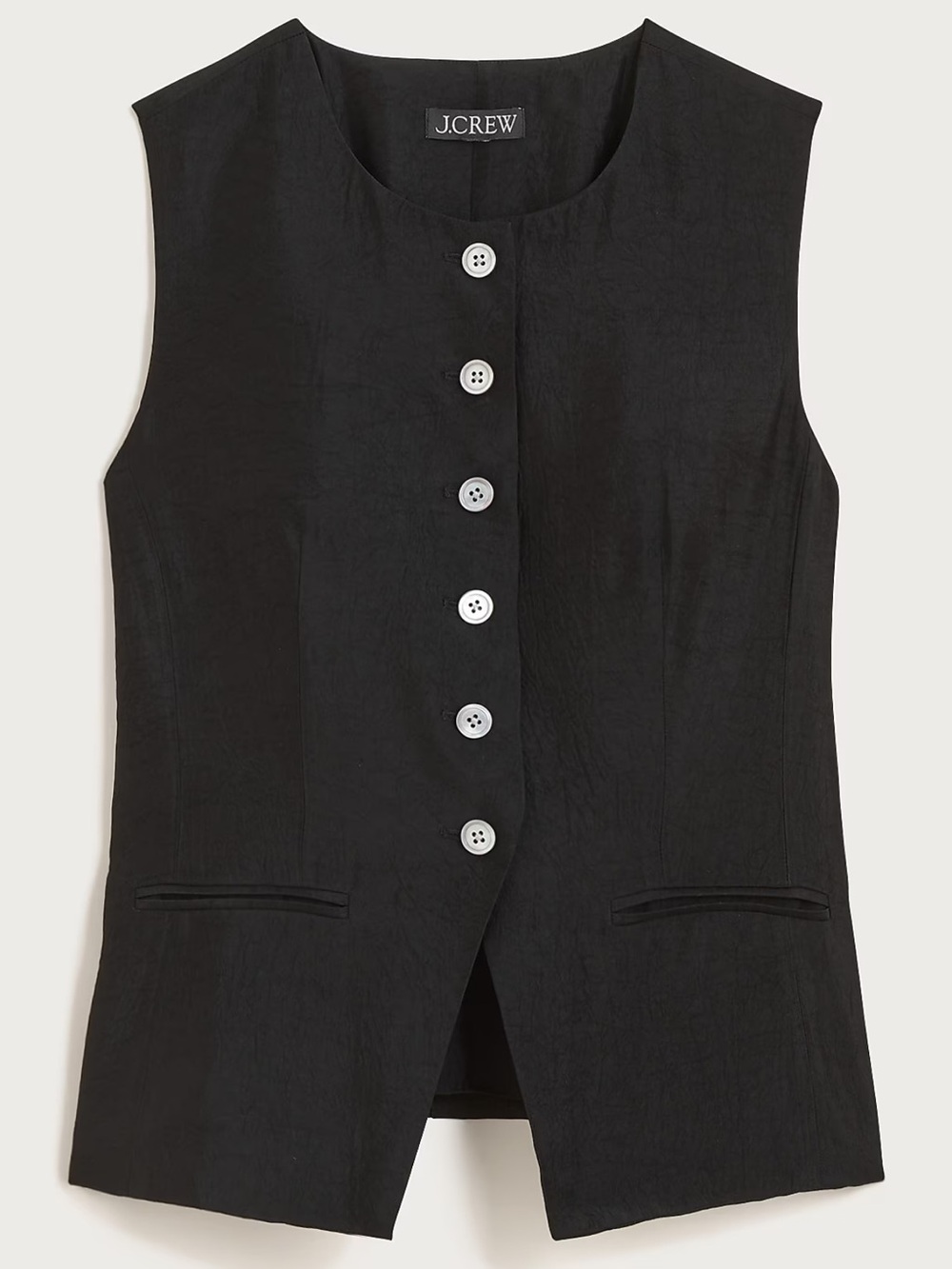 J. Crew Black Essential cutaway vest top in textured satin - Picture 4 of 7